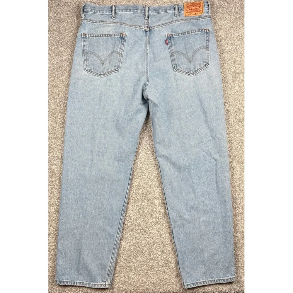 Levis 550 Relaxed Fit Jeans Mens 42x32 Light Wash Straight Leg Denim Cotton
